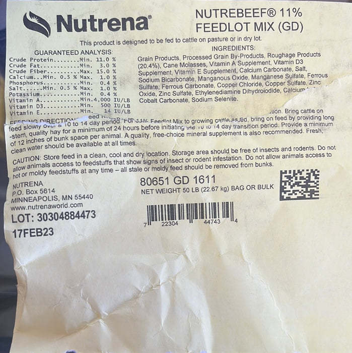 NUTREBEEF 11% FEEDLOT MIX ML 50P - NUTRENA