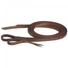Tough1® Doubled & Stitched Harness Leather Split Reins with Waterloop Tie Ends